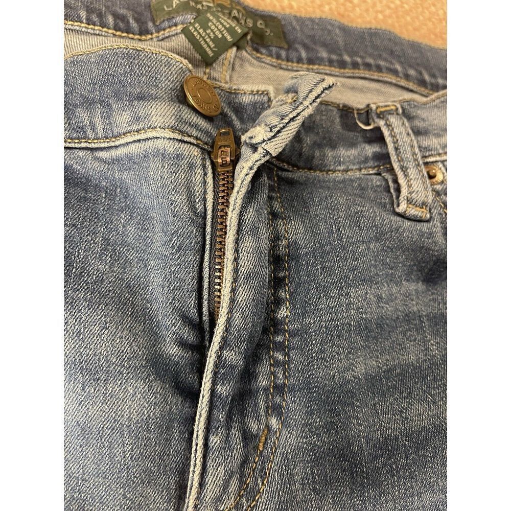 LRL Ralph Lauren Jeans Womens 12 Petite Blue Classic Straight Stretch Distressed - Picture 4 of 6